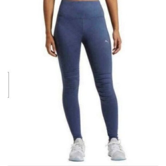 Puma Moto Compression Leggings Mid Rise Tight Mesh Solid Activewear Womens Small - Picture 1 of 12